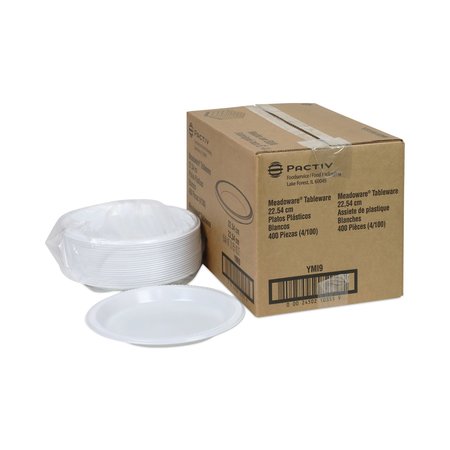 Pactiv Meadoware® OPS Dinnerware, Plate, 8.88 Dia, White, PK400 YMI9
